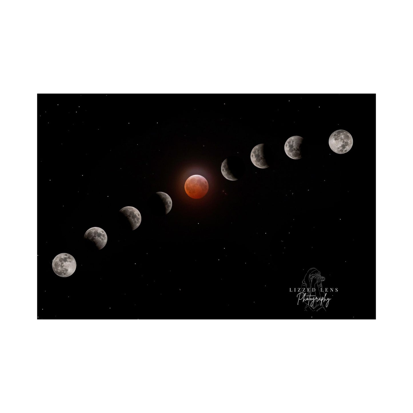 Blood Moon Lunar Eclipse 2025 Poster - Lizzed Lens Photography