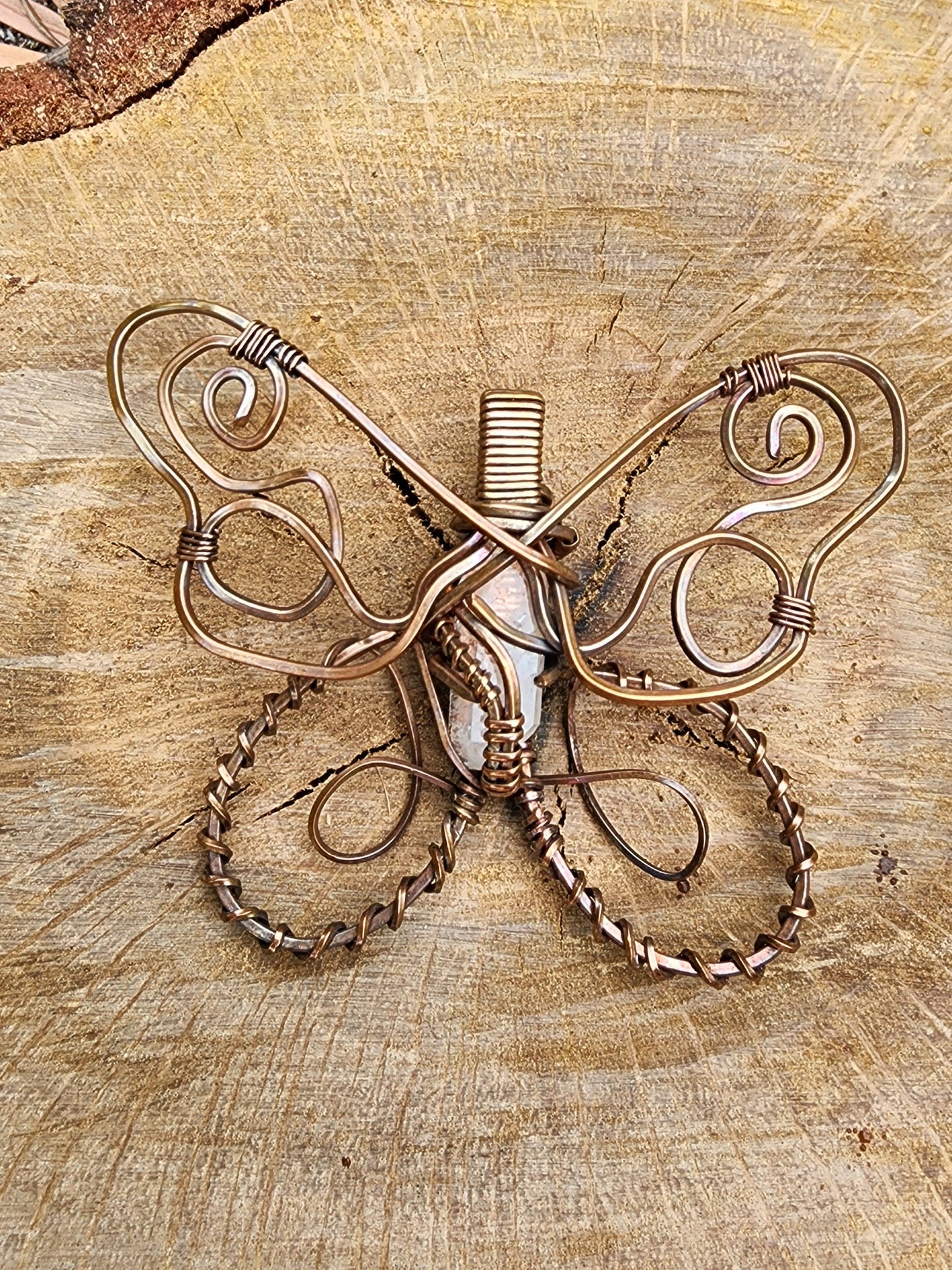 Clear Quartz Butterfly Pendant