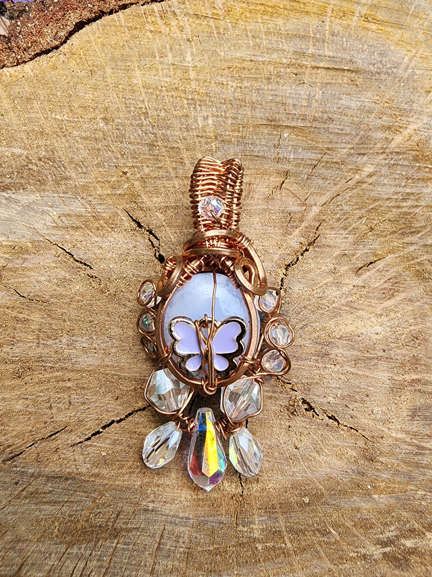 Sunkissed Butterfly Blue Lace Agate Pendant