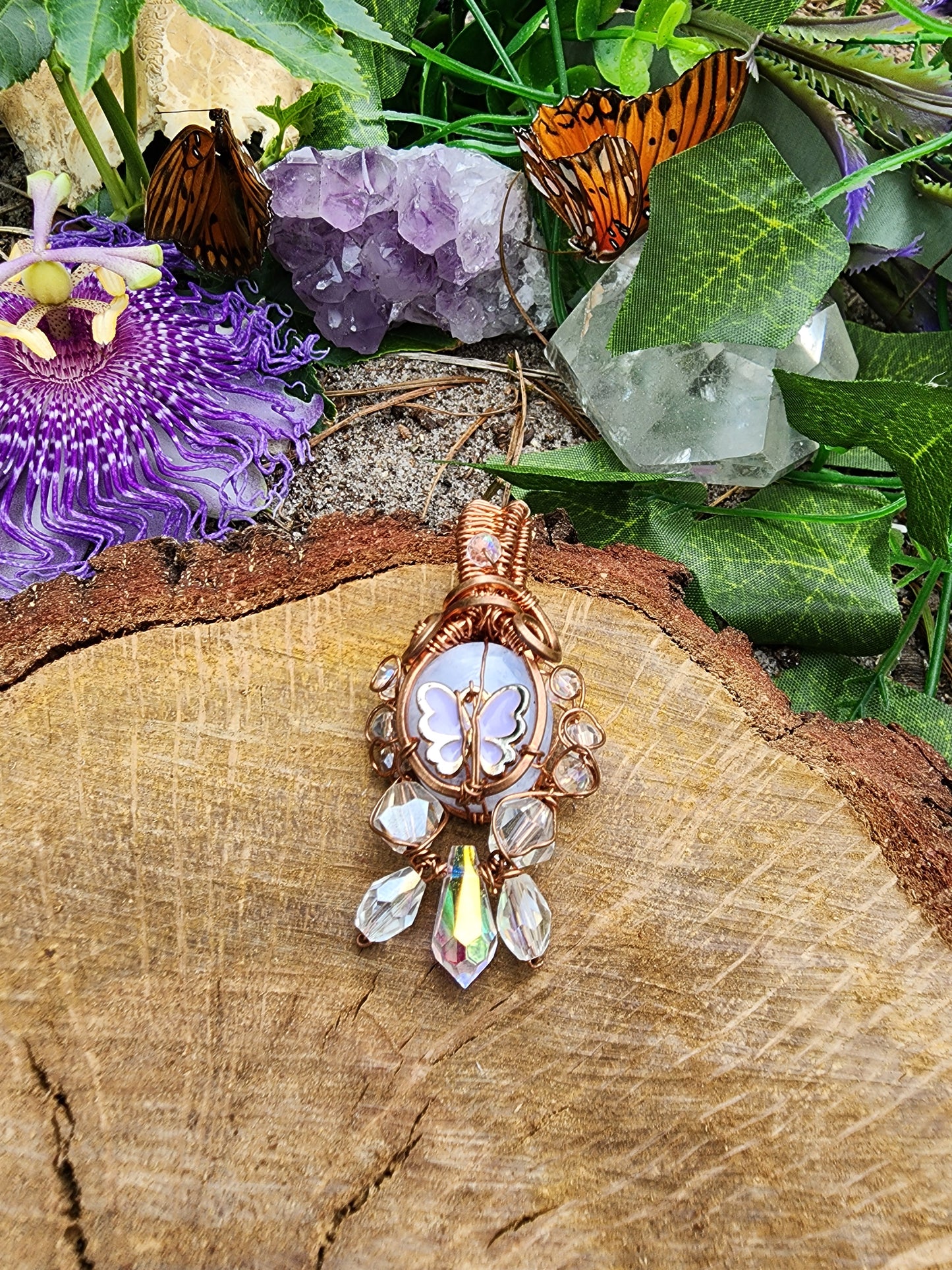 Sunkissed Butterfly Blue Lace Agate Pendant