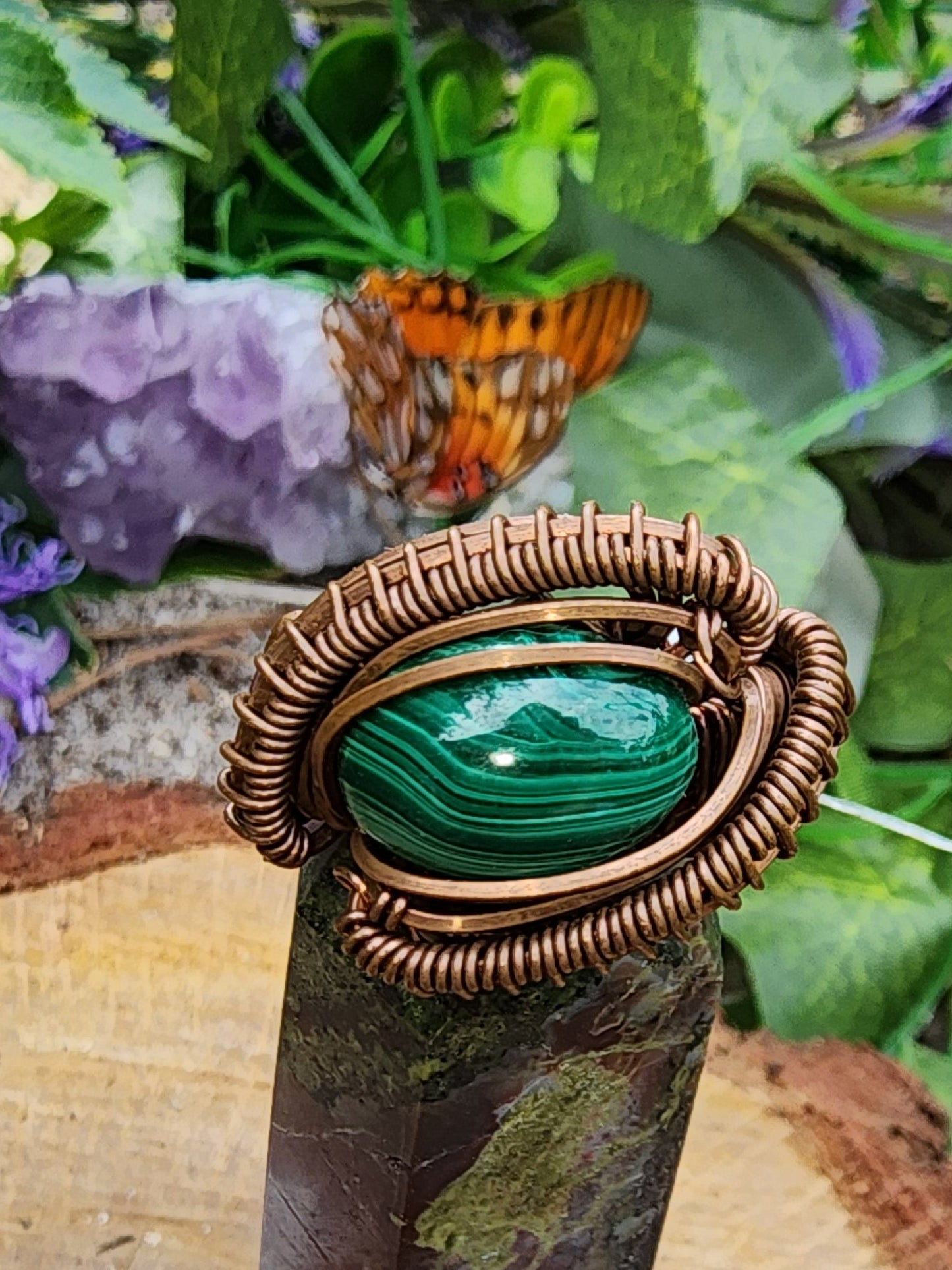 Malachite Size 6 Copper Ring