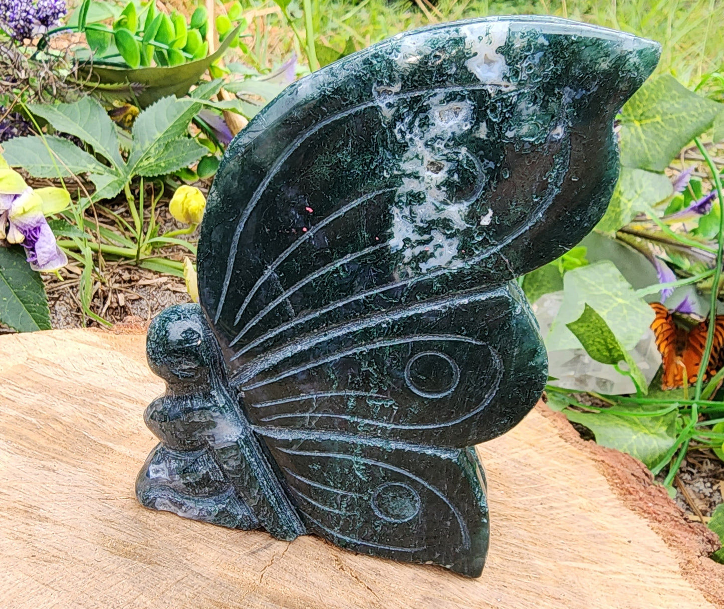 Moss Agate Fairy Carving