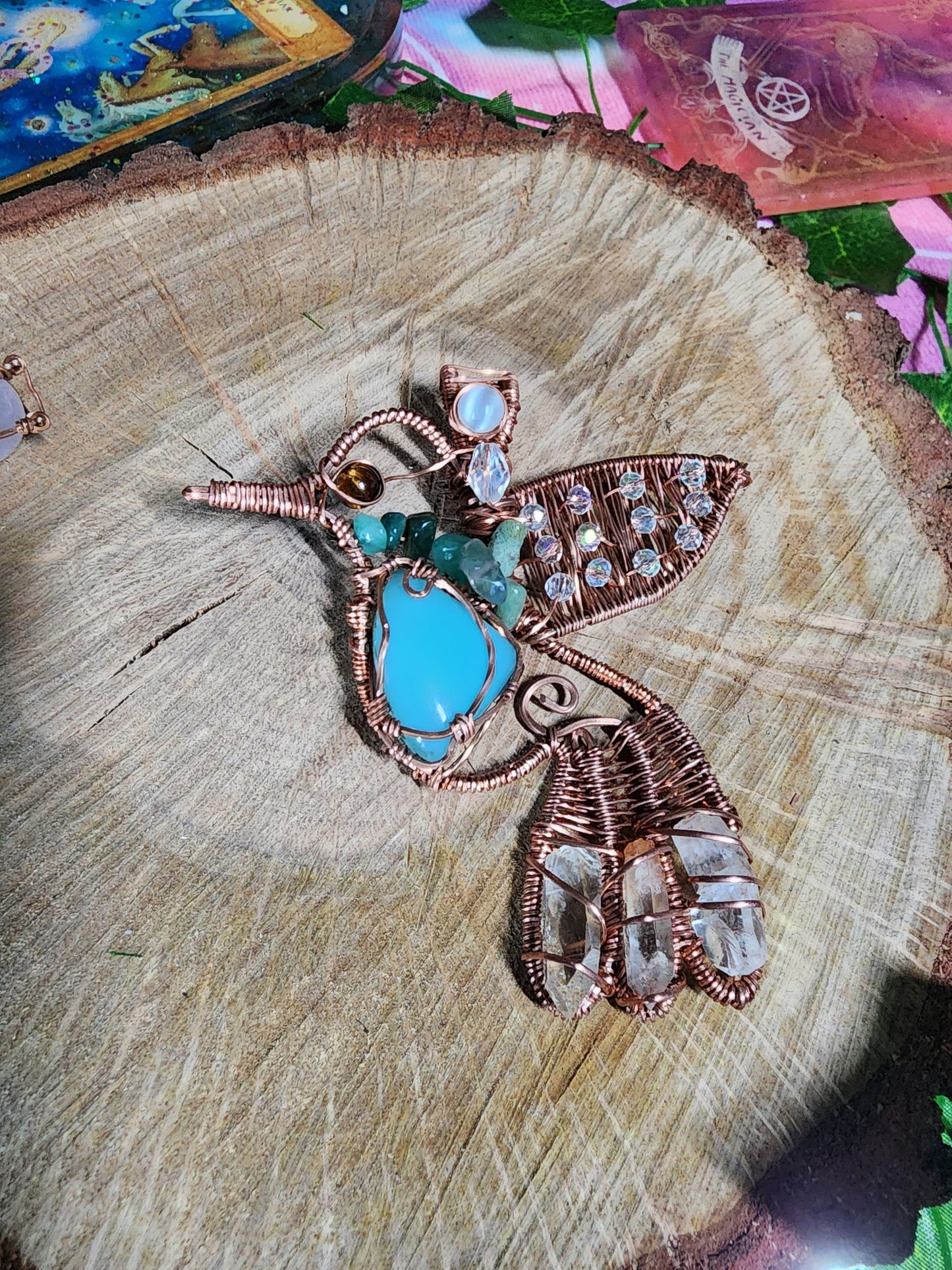 Blue Chalcedony Hummingbird Pendant