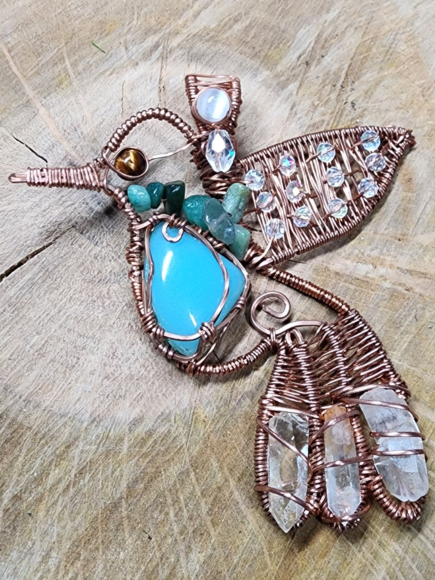 Blue Chalcedony Hummingbird Pendant