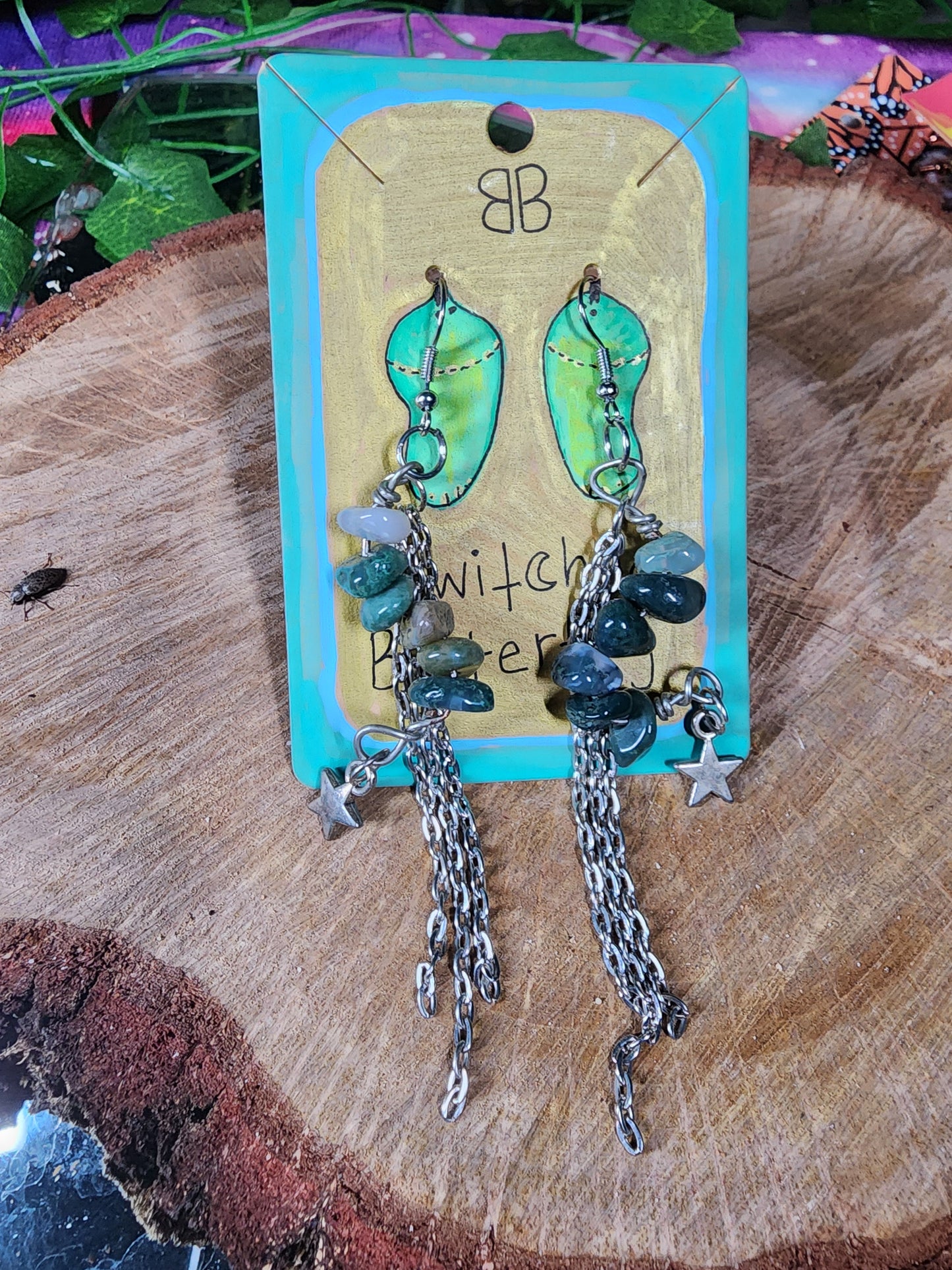 Moss Agate Dangles