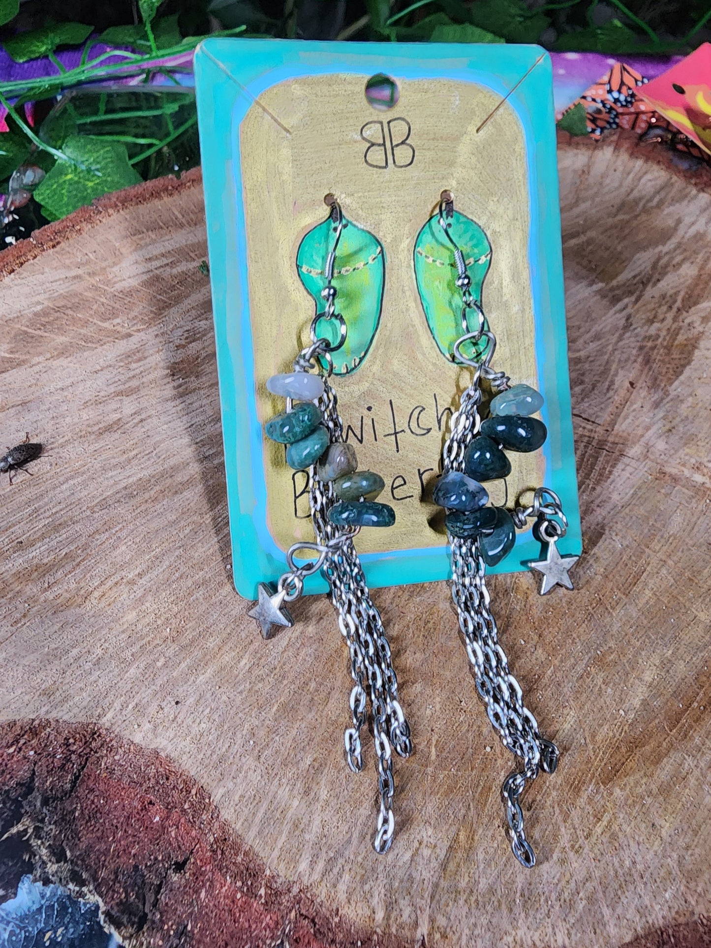Moss Agate Dangles