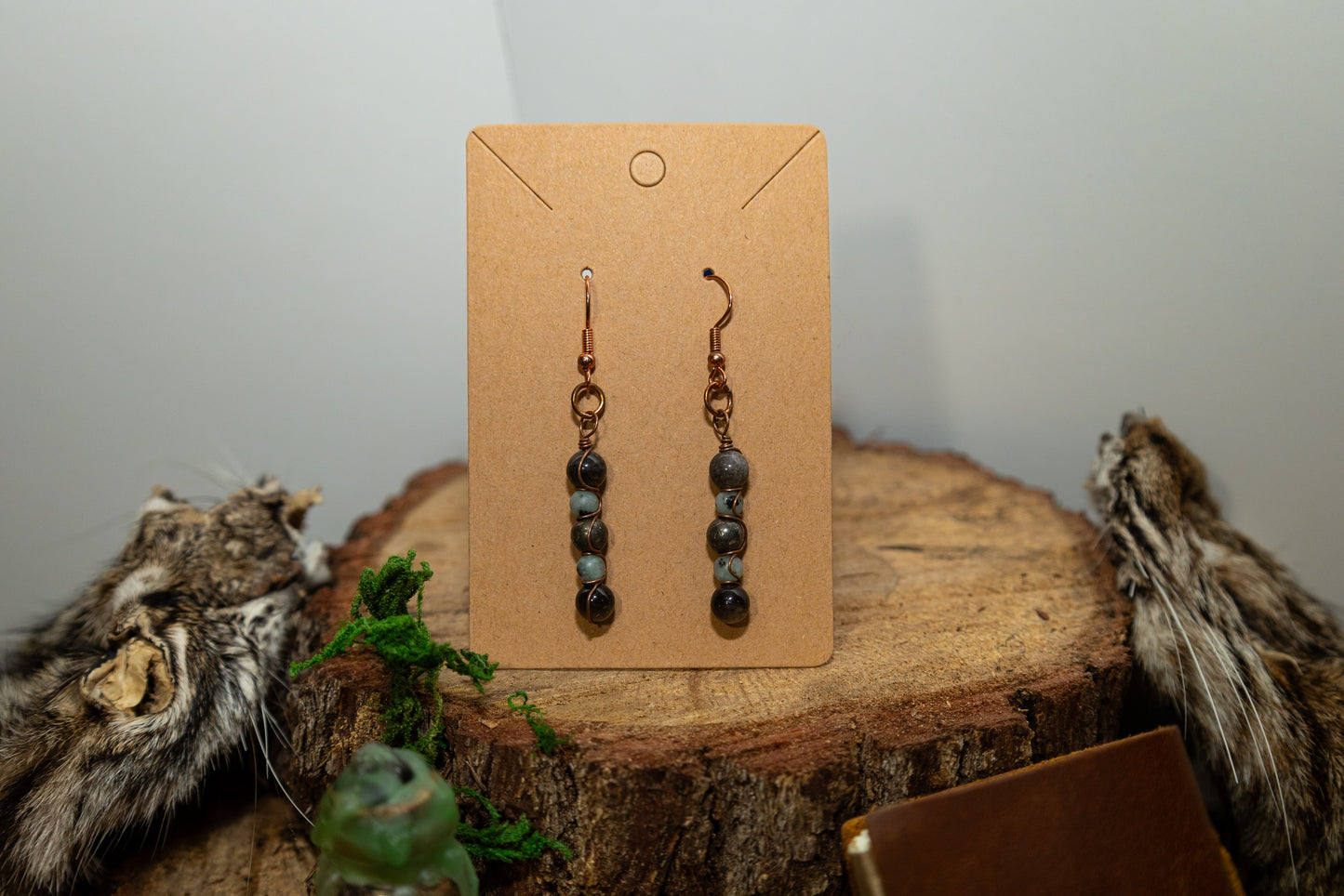 Pyrite & Kiwi Jasper arrings
