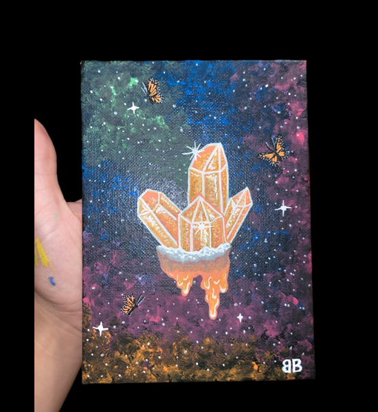 Citrine Galaxy Butterfly Mini Painting