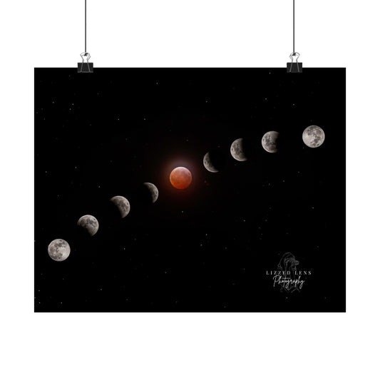Blood Moon Lunar Eclipse 2025 Poster - Lizzed Lens Photography