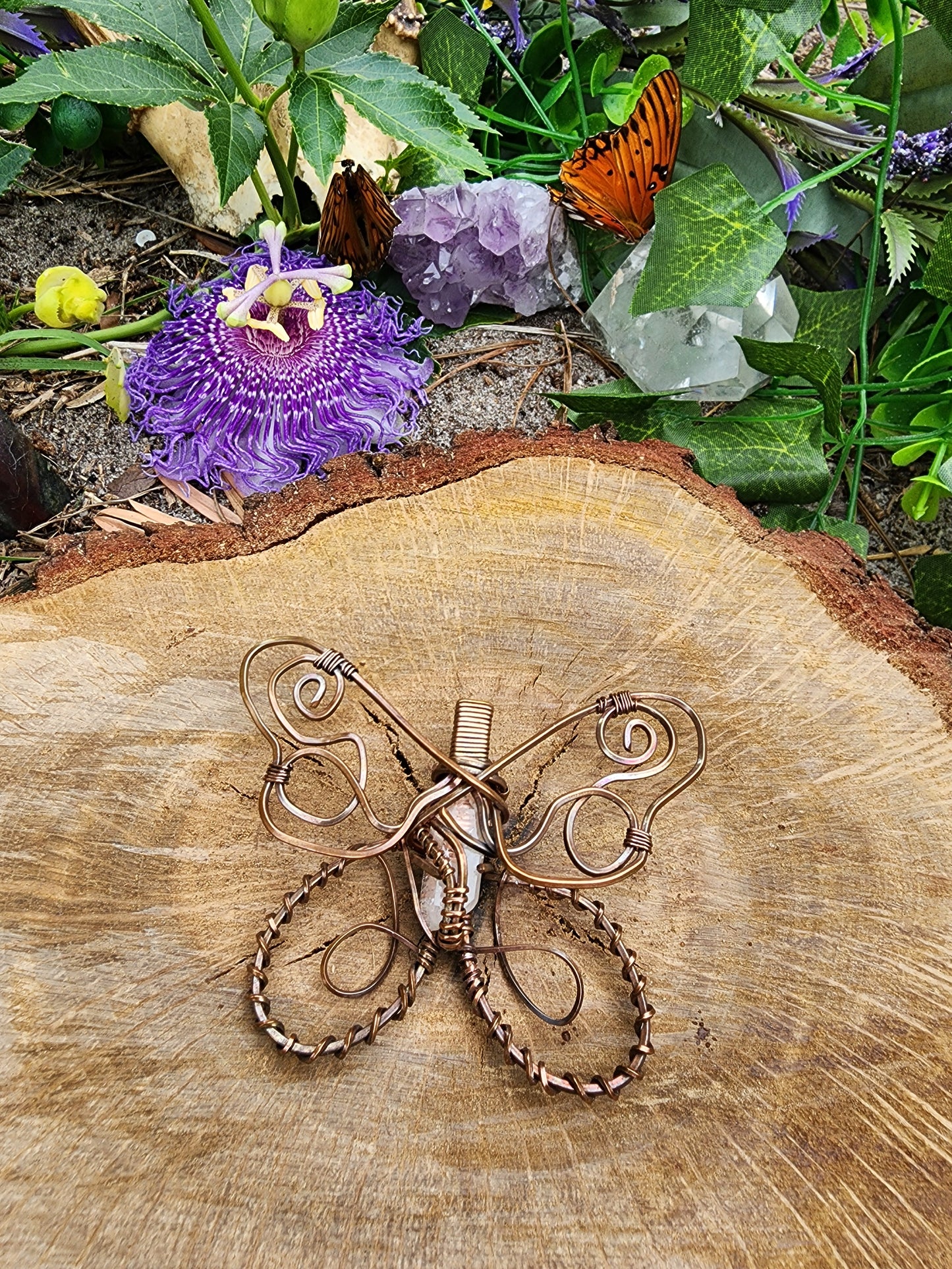 Clear Quartz Butterfly Pendant