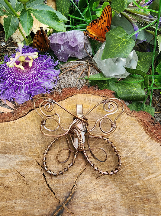 Clear Quartz Butterfly Pendant