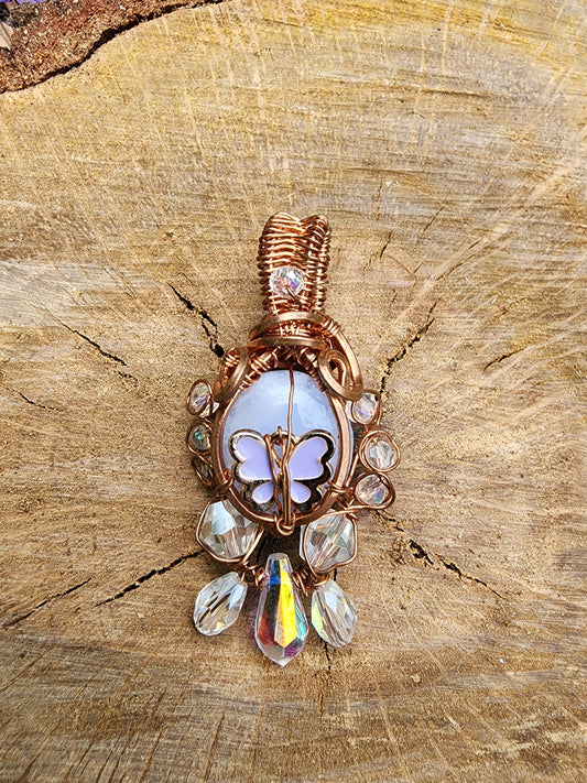 Sunkissed Butterfly Blue Lace Agate Pendant