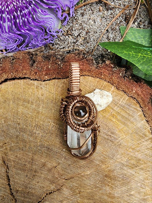 Clear Quartz & Hematite Pendant