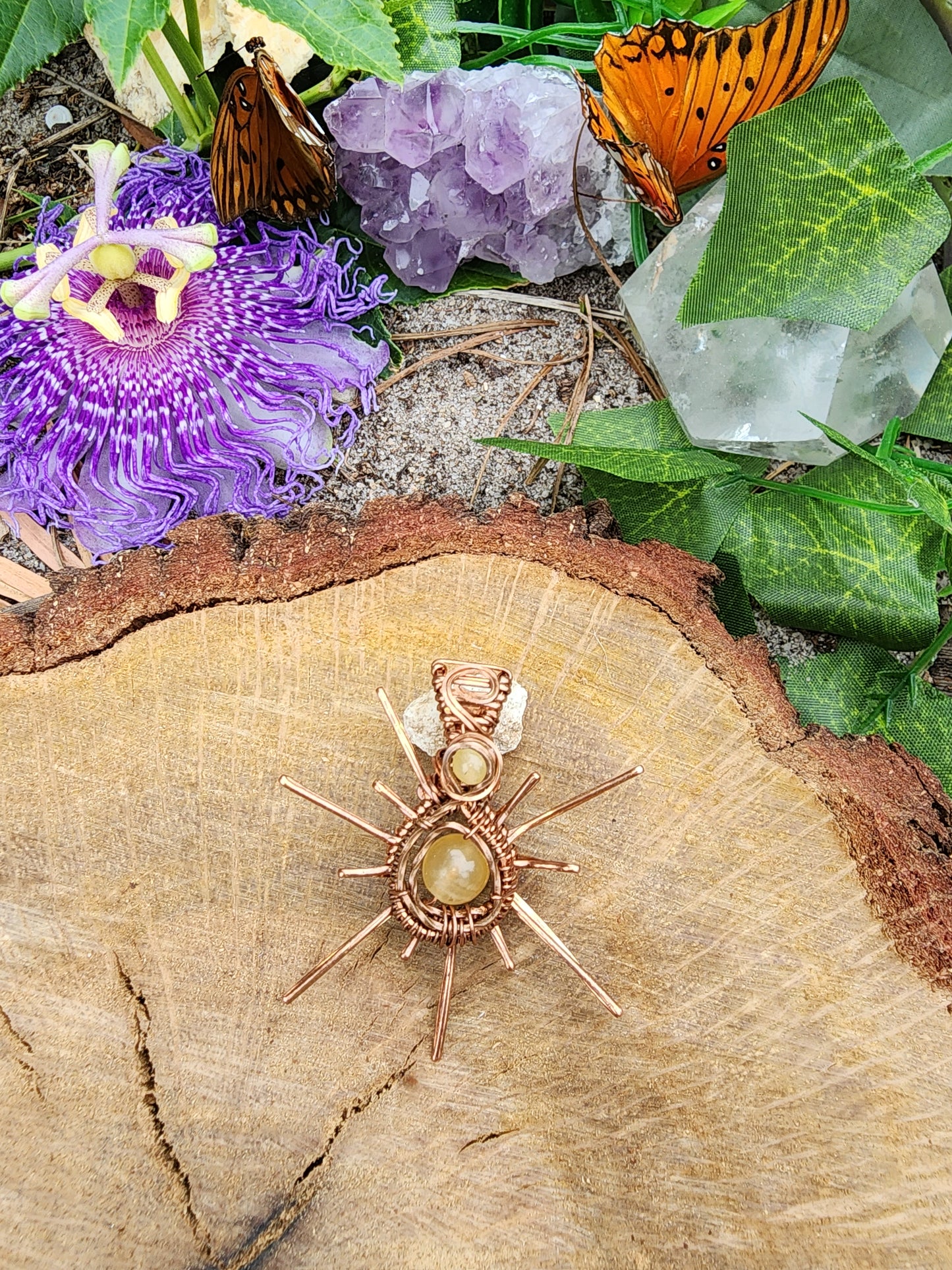 Orange Calcite Sun Pendant