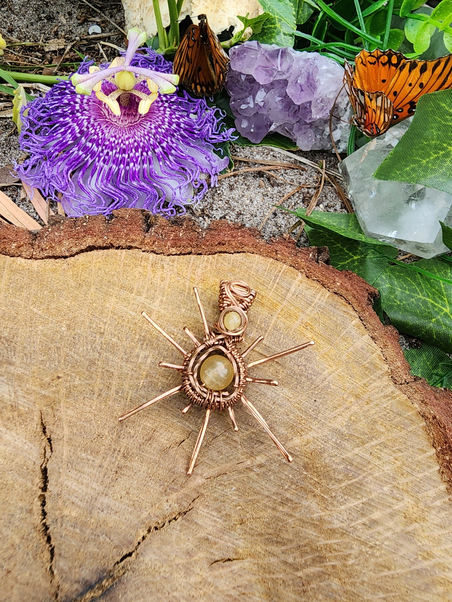Orange Calcite Sun Pendant