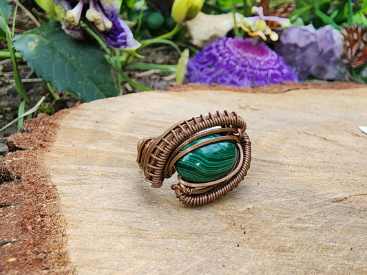 Malachite Size 6 Copper Ring