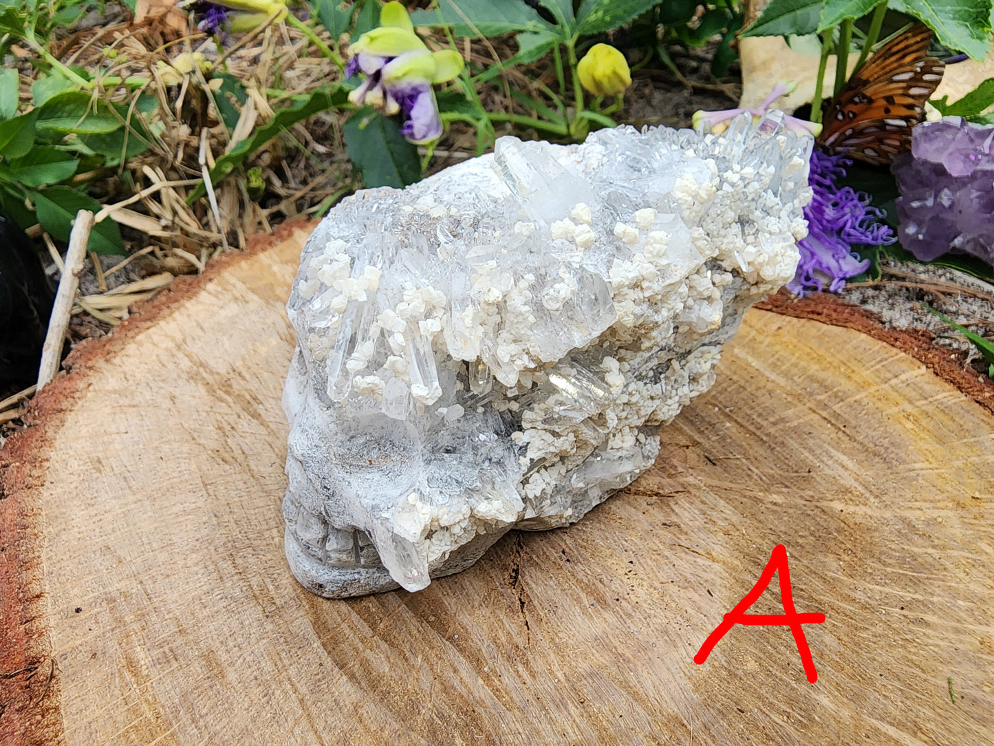Clear Quartz Cluster Skull Carvings