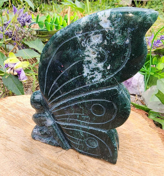 Moss Agate Fairy Carving