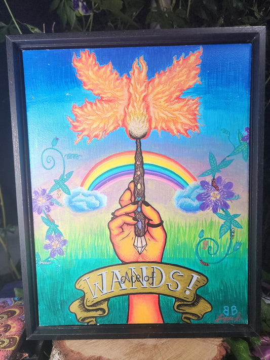 Framed "Ace of Wands" Painting