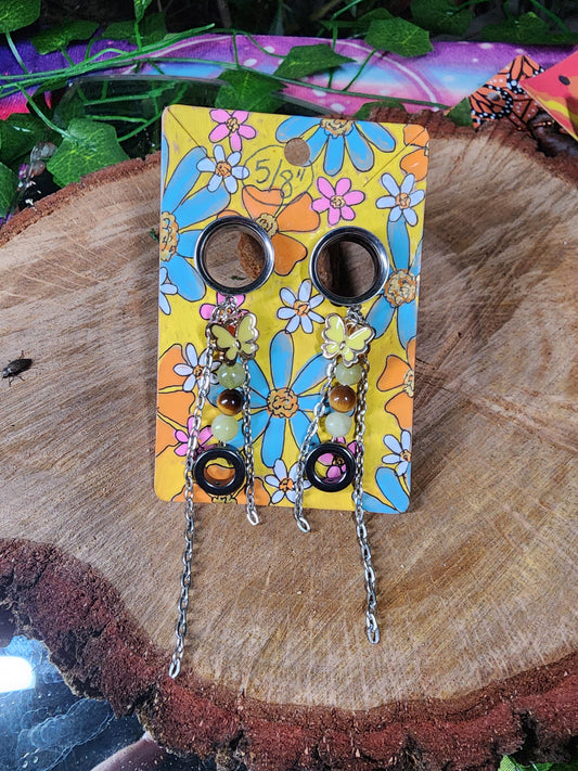 Butterfly Dangle 5/8 in Tunnel Gauges