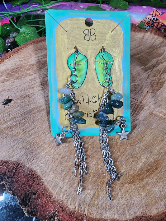Moss Agate Dangles